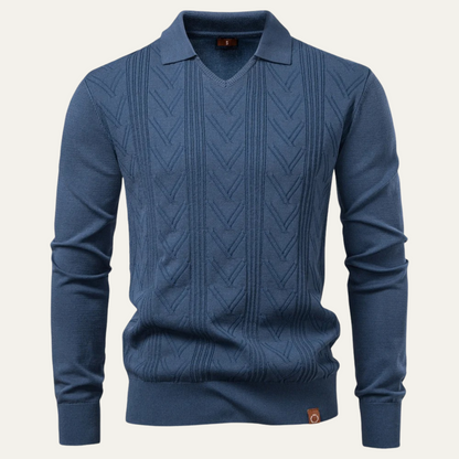 Classic Men's Crew Neck Knit Polo Sweater
