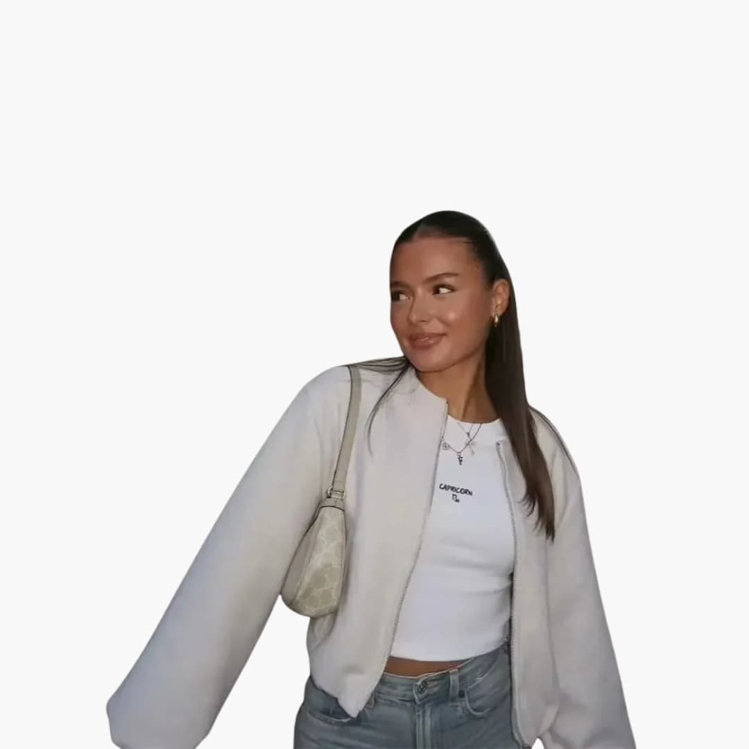 Classic Crew Neck Fall Jacket for Women