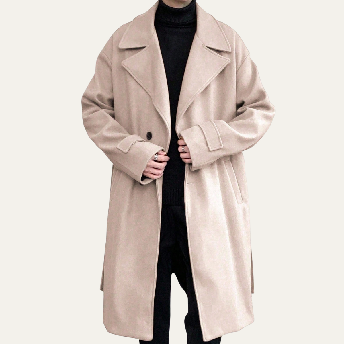 Classic Men's Camel Overcoat with Adjustable Belt