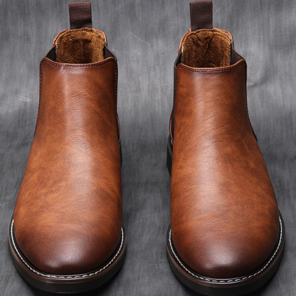 Comfortable Men's Tan Leather Chelsea Boots