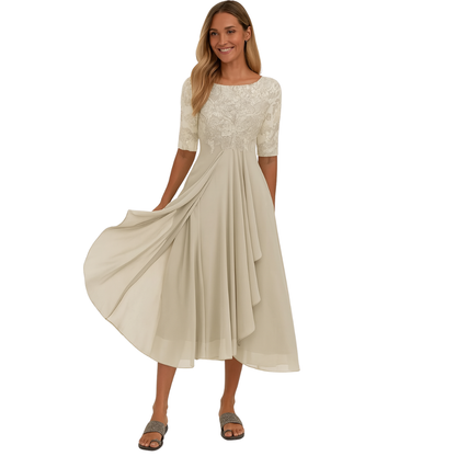 Elegant Floral Mid Length Women's Dress