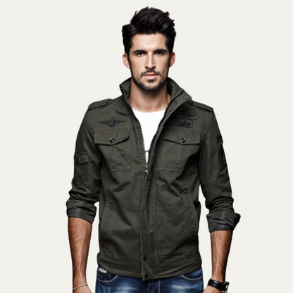 Stylish Men's Cotton Cargo Jacket with Multiple Pockets