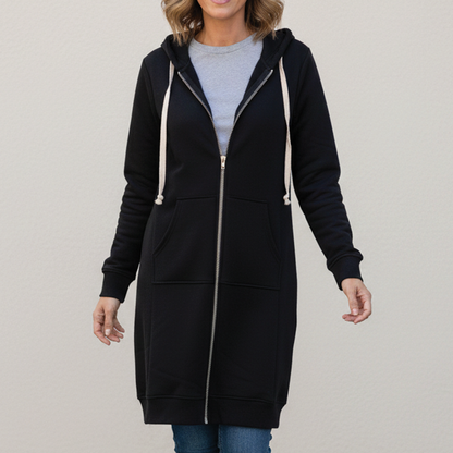 Women's Oversized Zip Up Hooded Jacket - Nocini