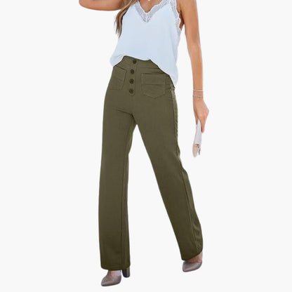 Women's Comfortable Wide Leg Pants with Button Front