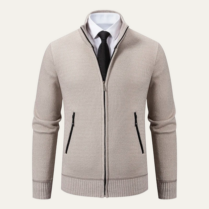 Classic Men's Knitted Zipper Cardigan with Pockets