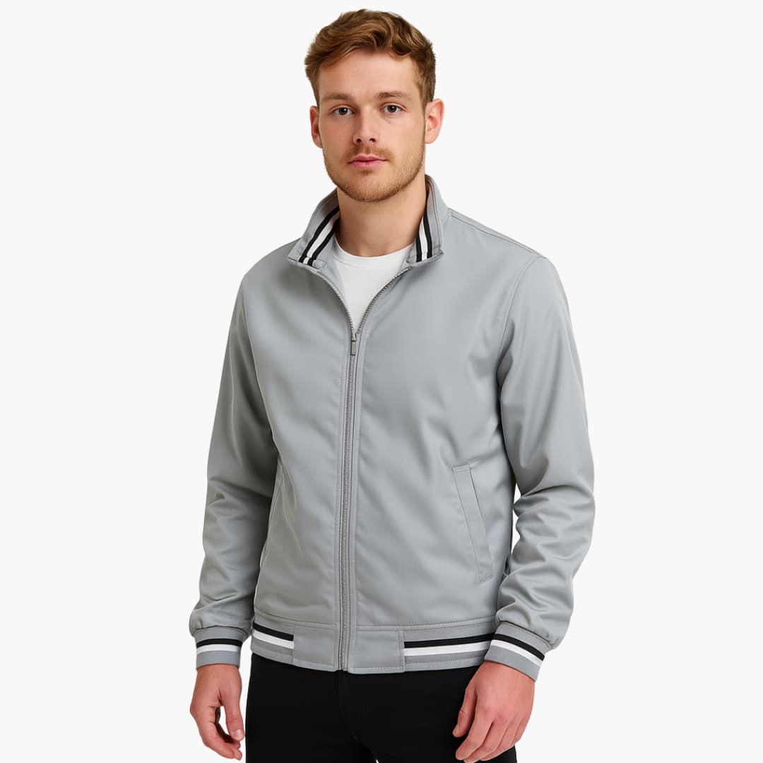 Men's Zip Up Jacket with Striped Bottom