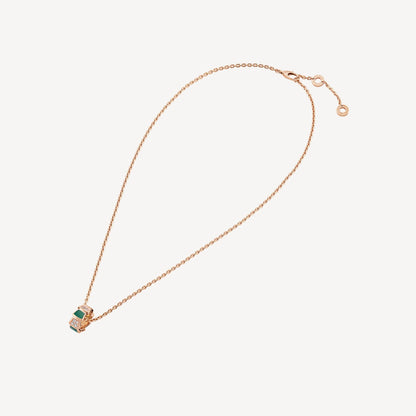 Luxury Rose Gold Green Agate Pendant Necklace