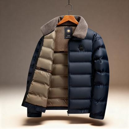 Warm Quilted Puffer Coat with Fleece Collar