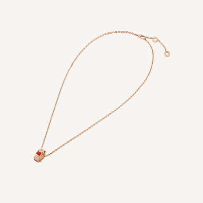 Luxury Red Agate Silver Rose Gold Necklace