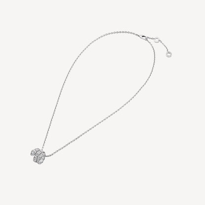 Luxury Silver White Gold Plated Pave Necklace