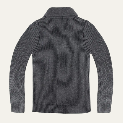 Cozy Men's Crew Neck Thick Knit Cardigan