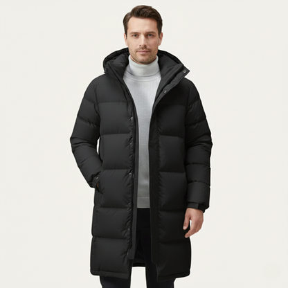 Warm Men's Black Down Parka Jacket