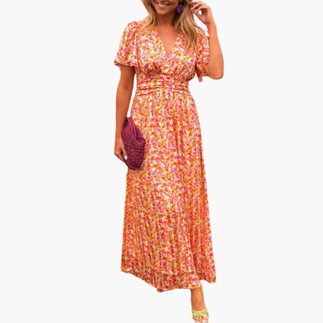 Elegant V Neck Long Maxi Dress for Women - Olytrend