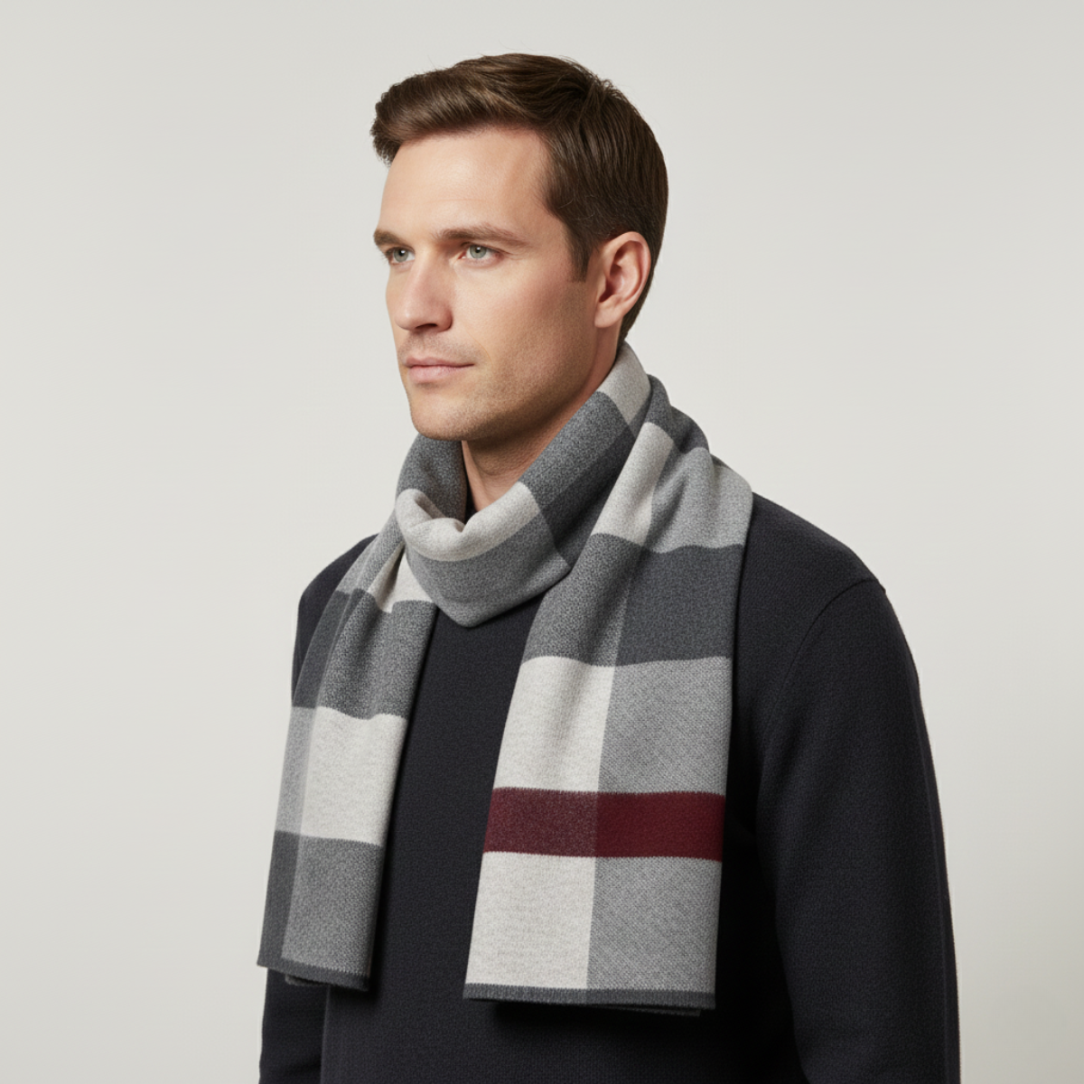Traditional Plaid Men's Wool Scarf