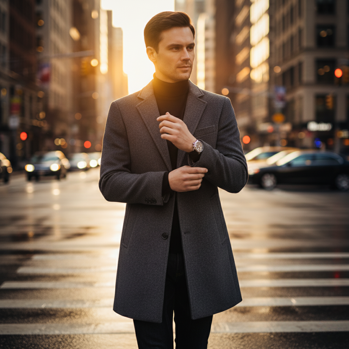 Classic Men's Wool Smart Overcoat