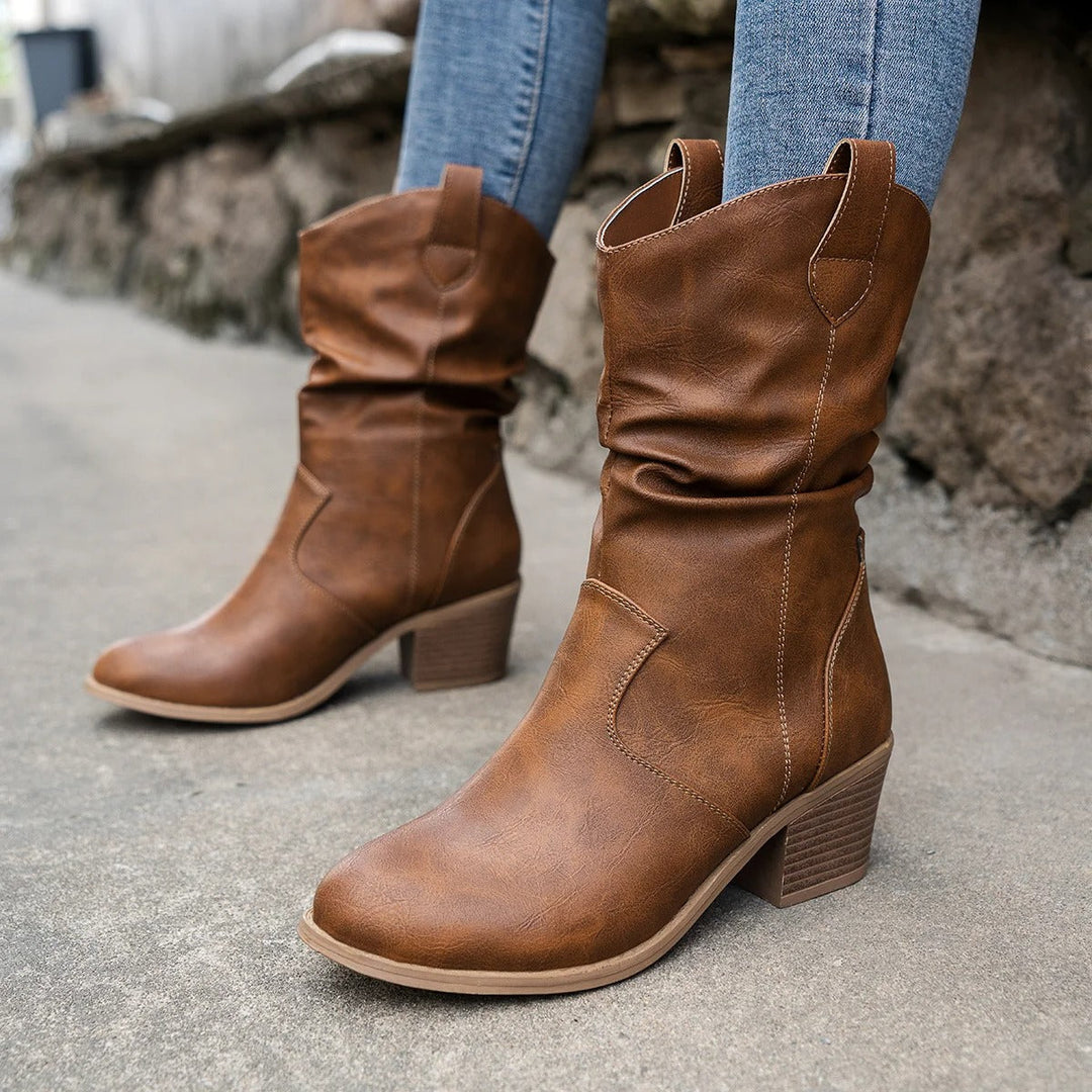 Classic Western Ankle Boots for Ladies
