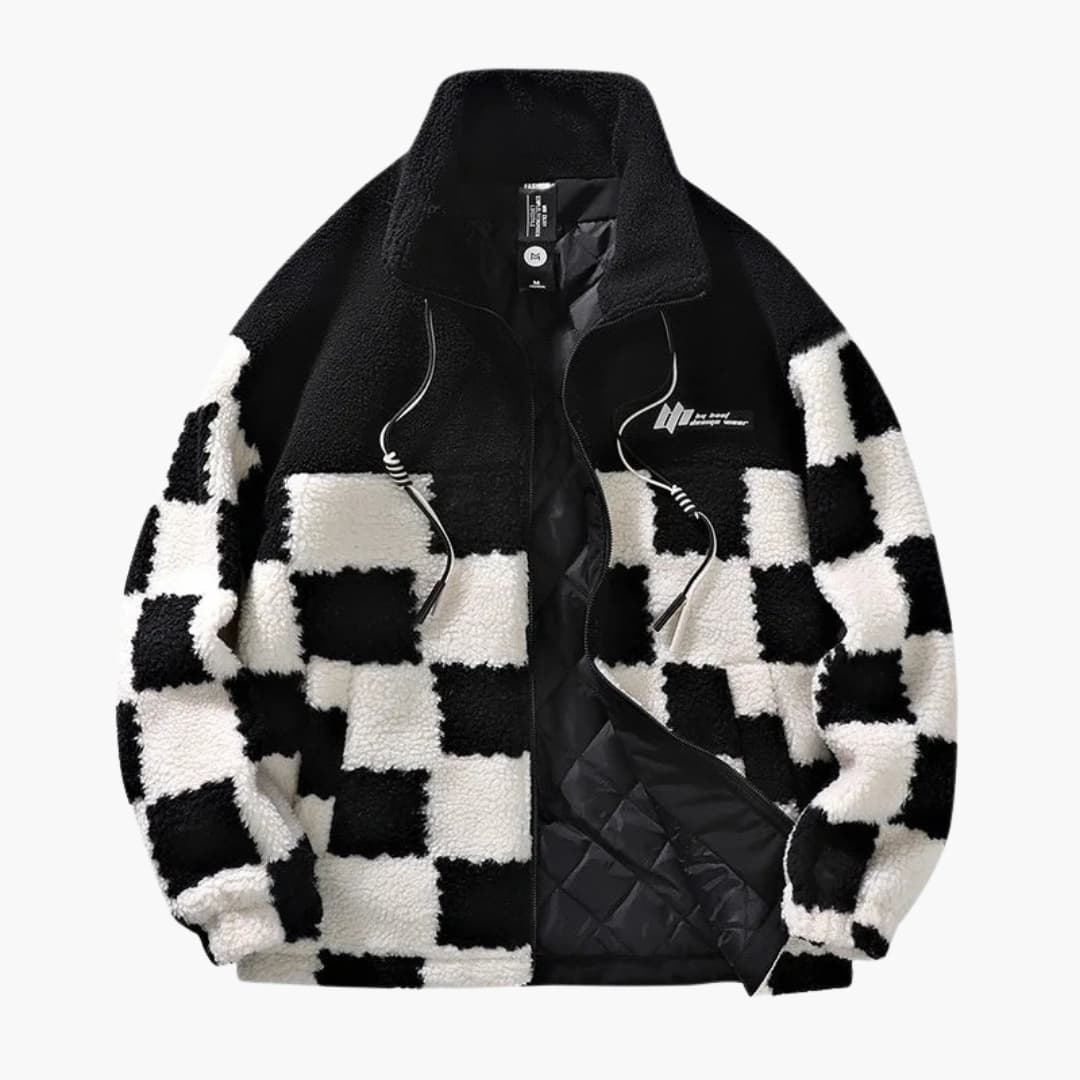 Men's Plaid Zip Up Coat