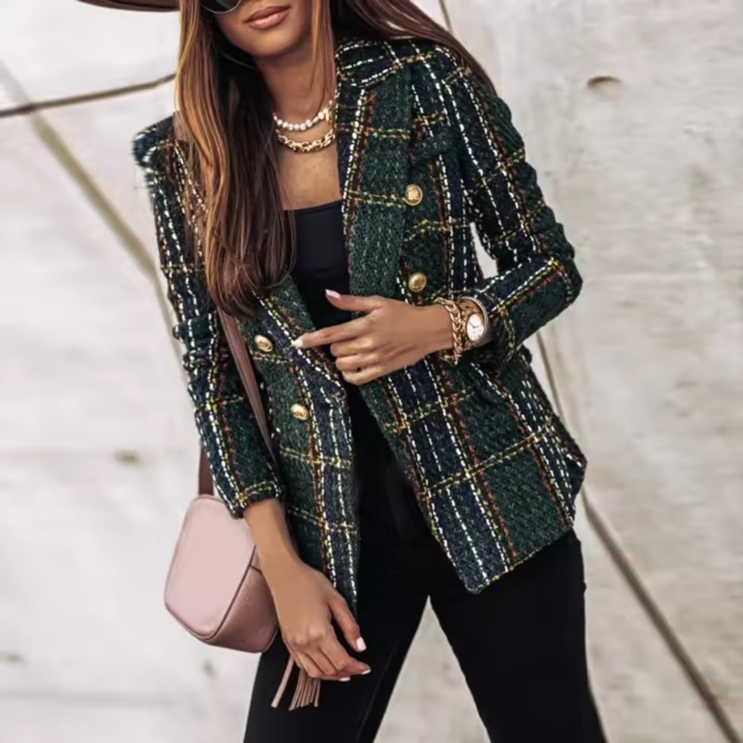 Stylish Floral Ladies Jacket with Metallic Buttons