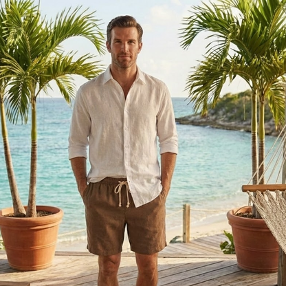 Casual Linen Drawstring Shorts for Men