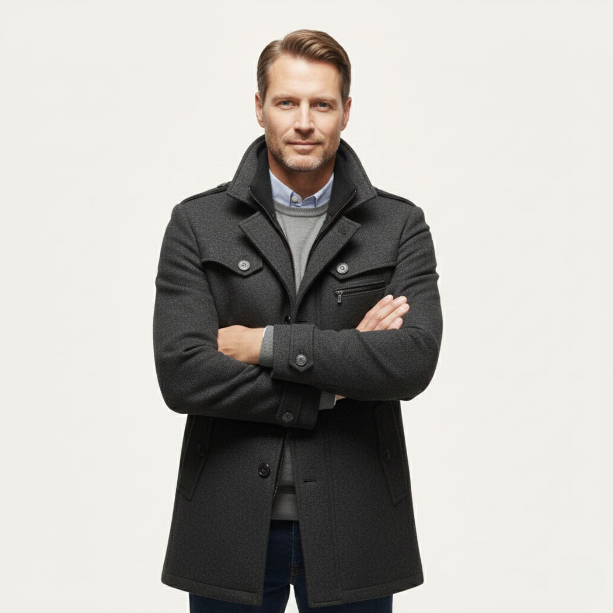Warm Waterproof Men's Wool Winter Jacket