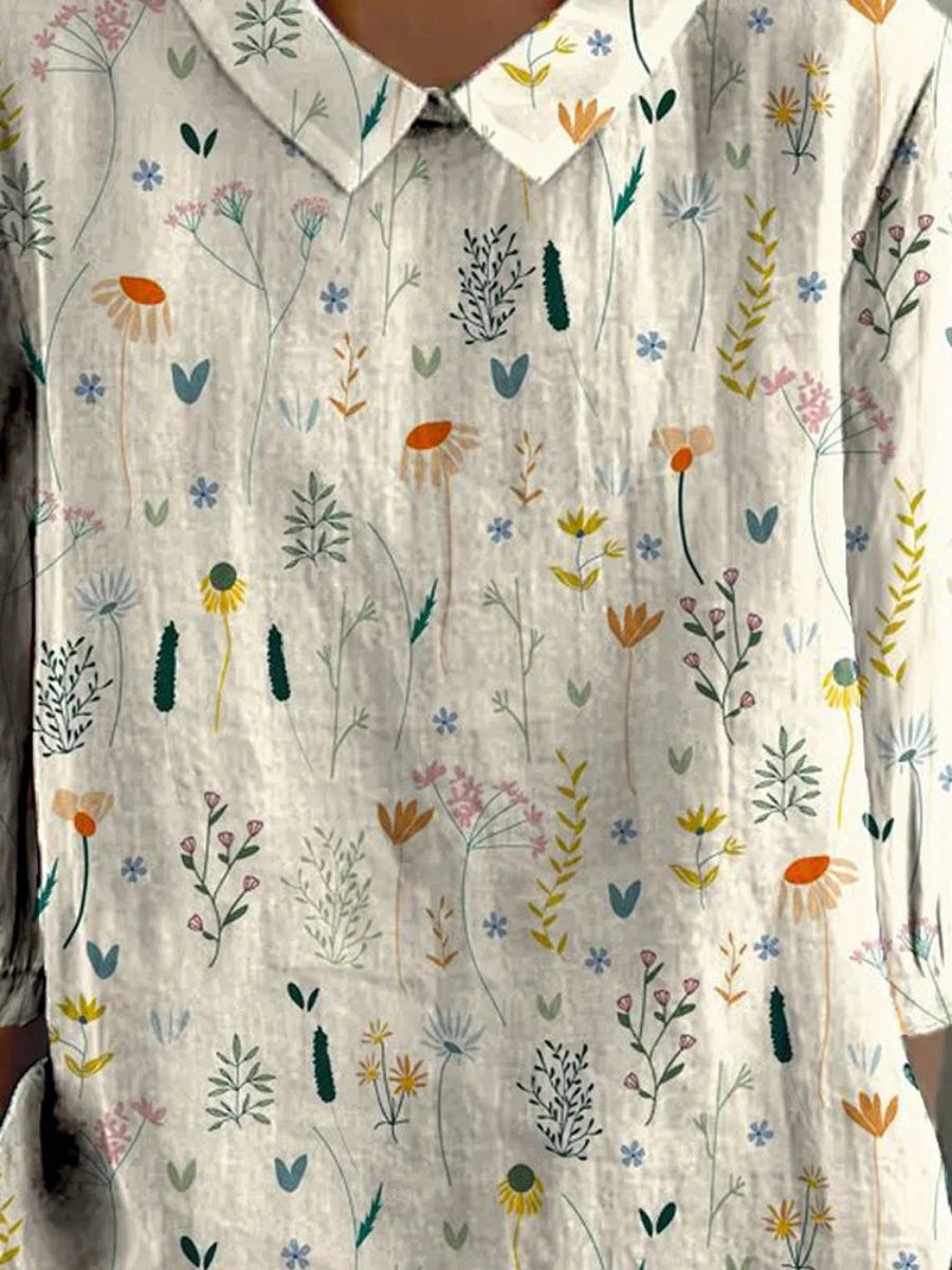 Elegant Floral Short Sleeve Women's Blouse