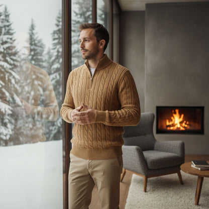 Warm Mens Knit Half Zip Sweater