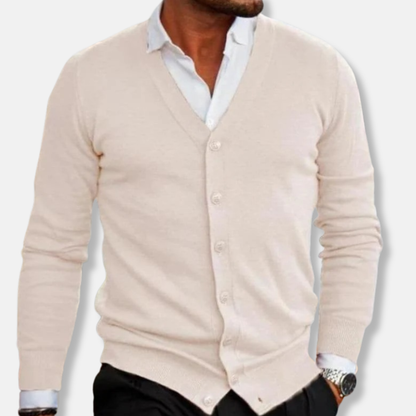 Soft V-Neck Wool Cardigan Sweater