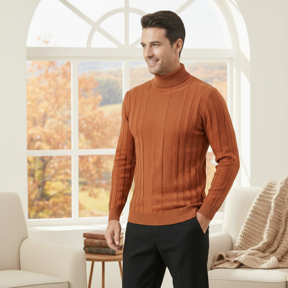 Men's Classic Fit Knitted Crew Neck Sweater