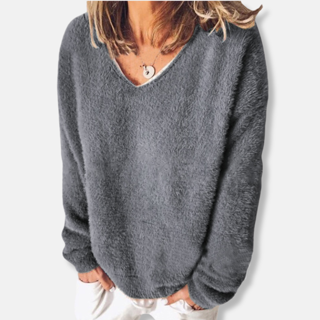 Casual V Neck Long Sleeve Sweater
