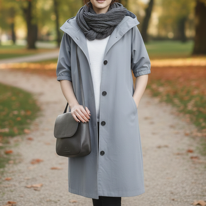 Waterproof Hooded Long Coat - Nocini