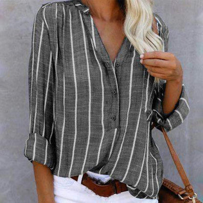 Comfy V-Neck Striped Women's Blouse