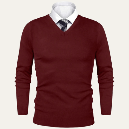 Men's Fine Gauge Merino V Neck Wool Sweater