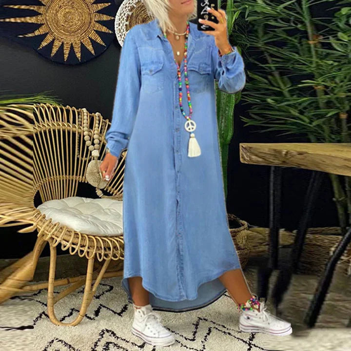 Casual Classic Denim Dress for Daily Wear - Olytrend