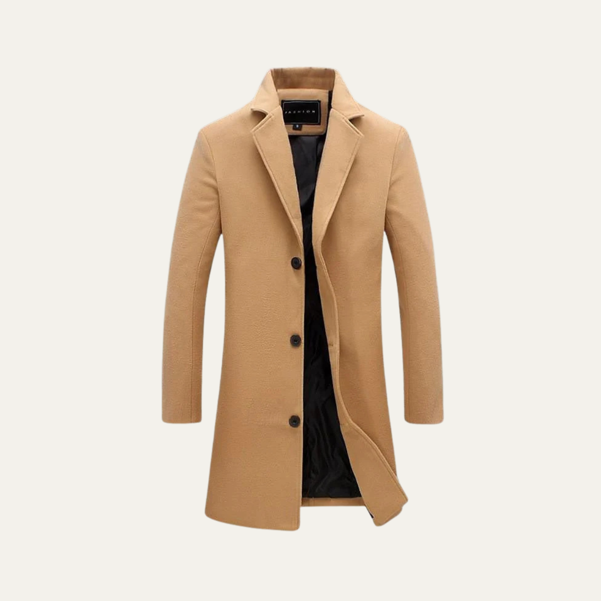 Classic Men's Slim Fit Camel Wool Overcoat - Nocini