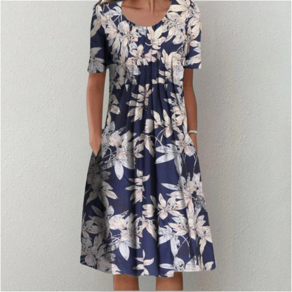 Chic Floral Summer Dress with Pocket Detail