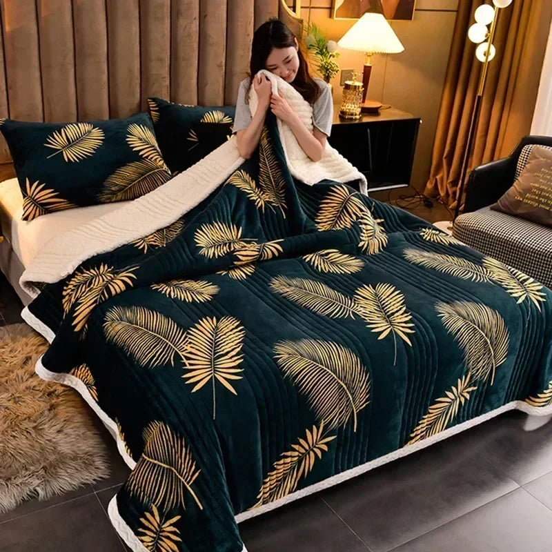 Cozy Floral Sherpa Throw Blanket