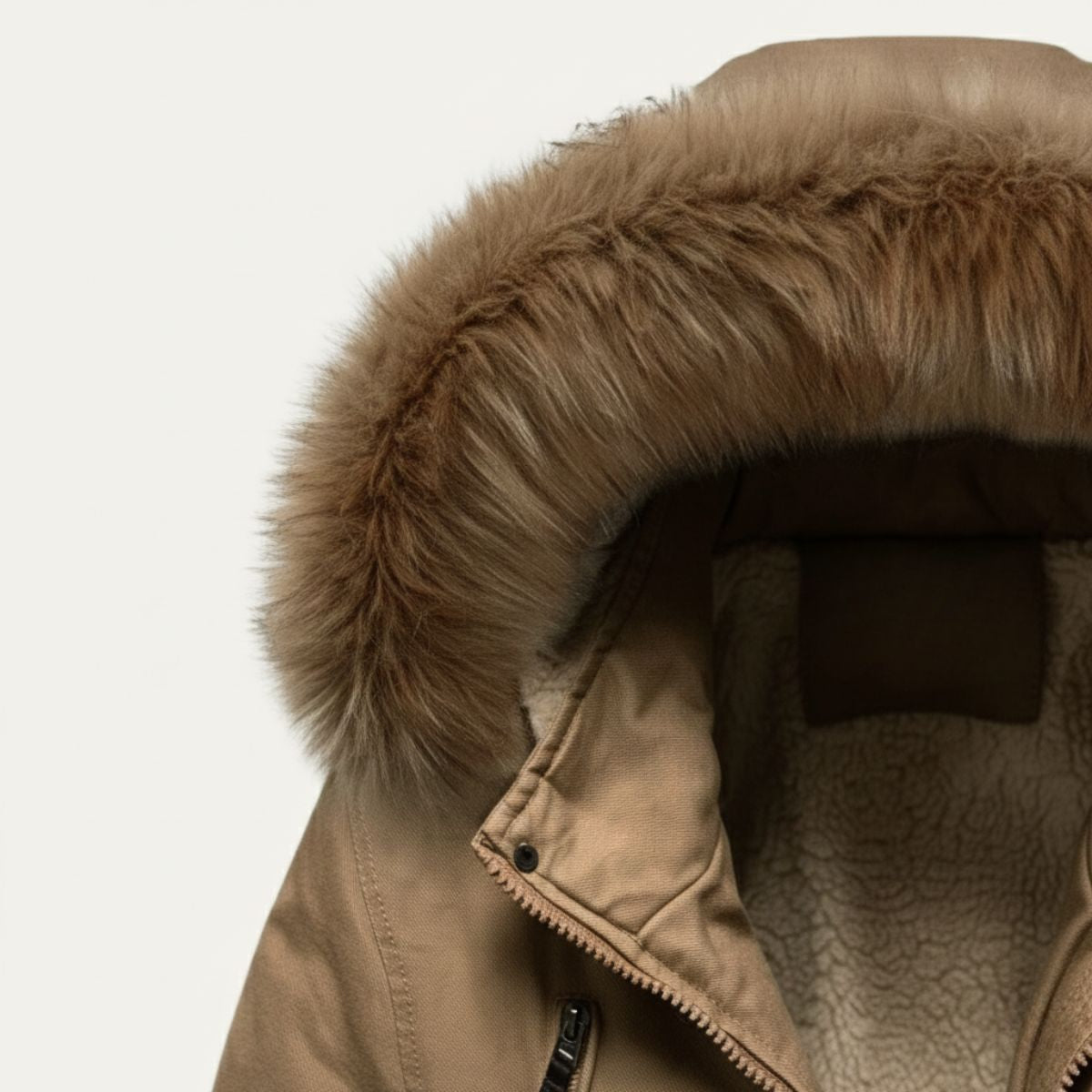 Warm Men's Down Parka Jacket with Faux Fur Hood