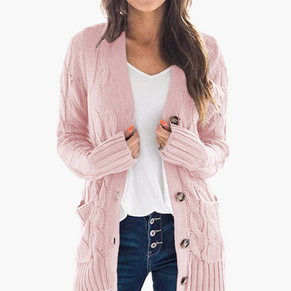 Ladies' Button Front Pocket Sweater