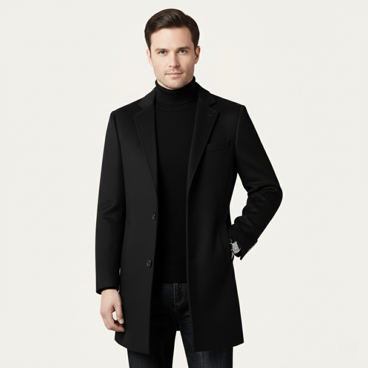 Classic Men's Wool Smart Overcoat