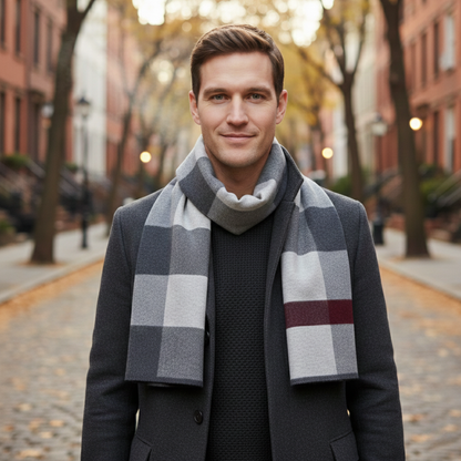 Traditional Plaid Men's Wool Scarf