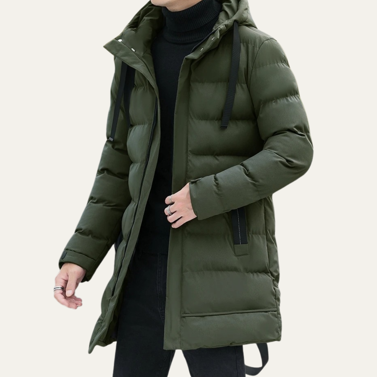 Men's Slim Fit Black Down Puffer Jacket