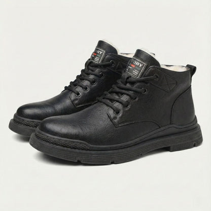 Waterproof Men's Leather Lace Up Winter Boots