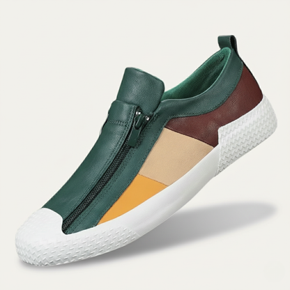 Premium Men's Leather Zip Sneakers