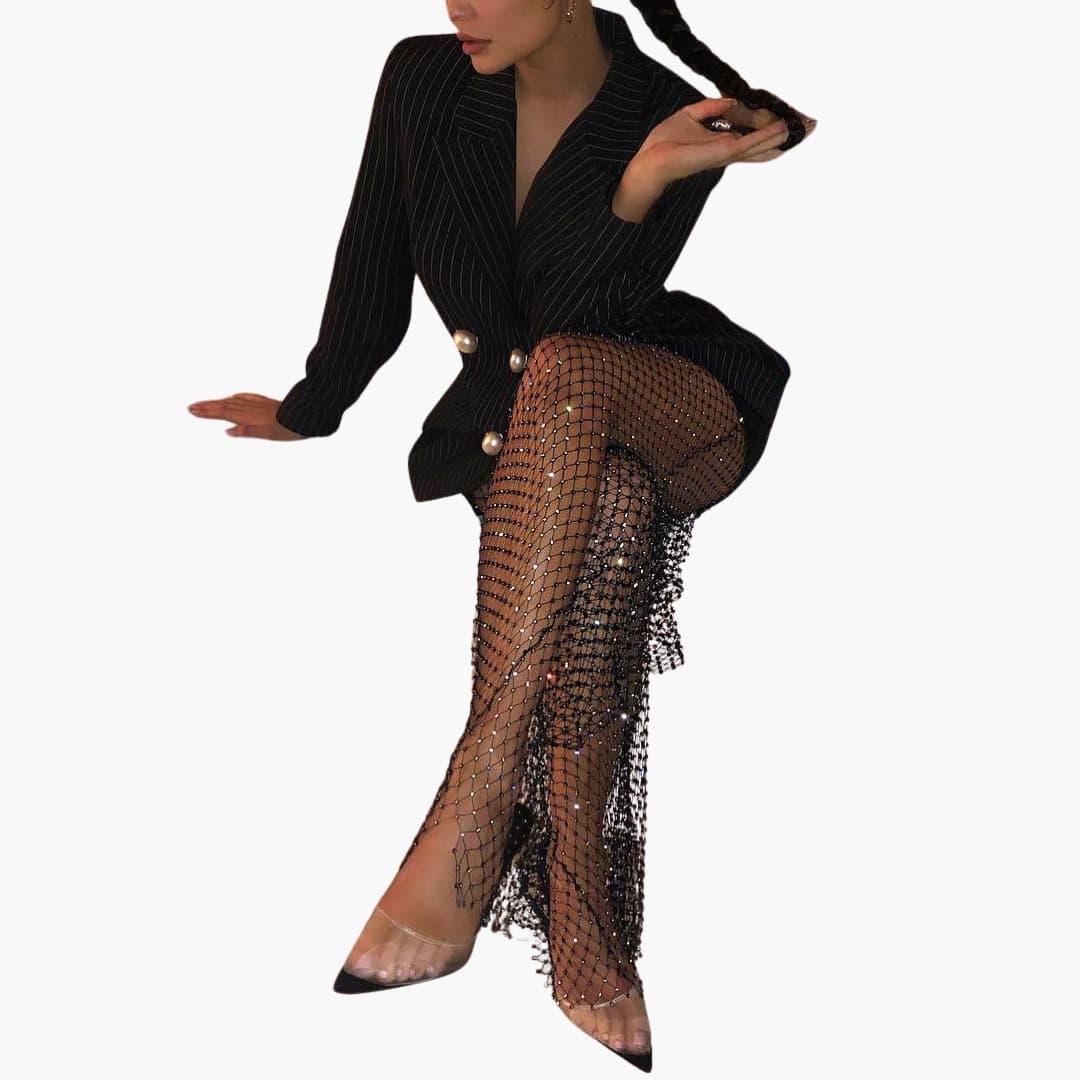 Chic Mesh Skirt and Jacket Set for Ladies - Olytrend