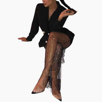 Chic Mesh Skirt and Jacket Set for Ladies - Olytrend