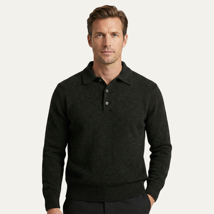 Men's Classic Comfortable Knit Polo Sweater