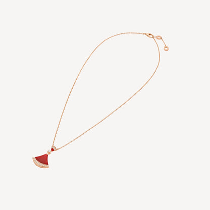 Luxurious Red Agate Silver Gold Pendant Necklace