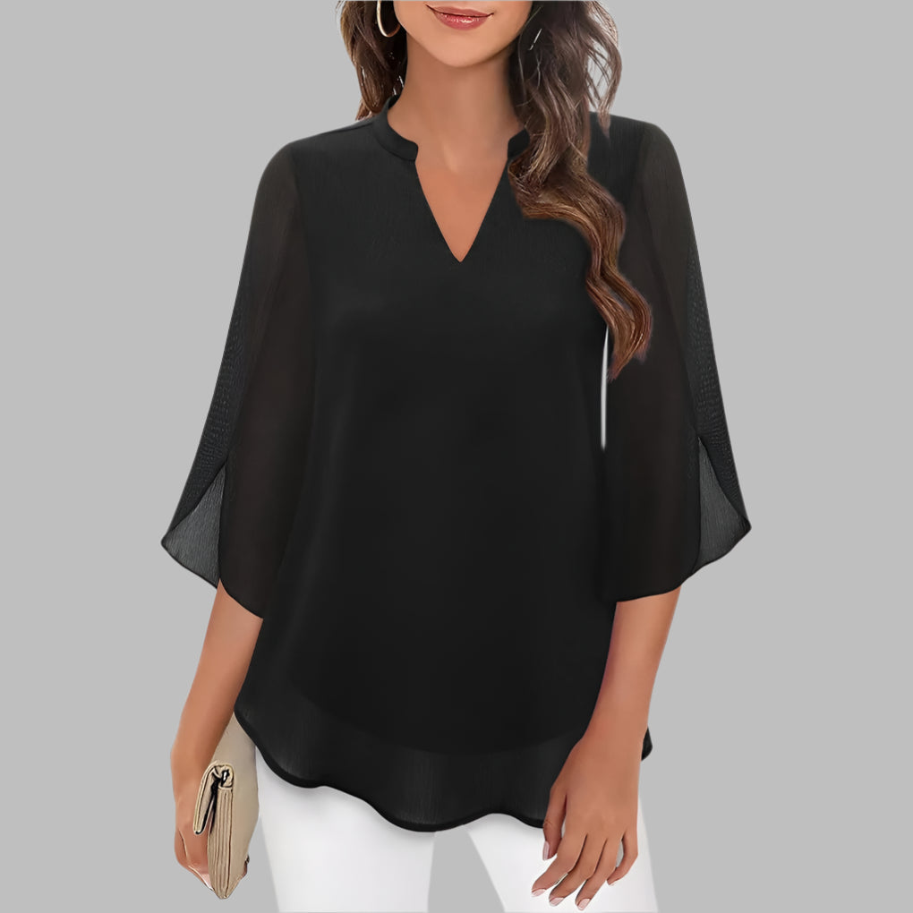 Sunny Floral V Neck Short Sleeve Top