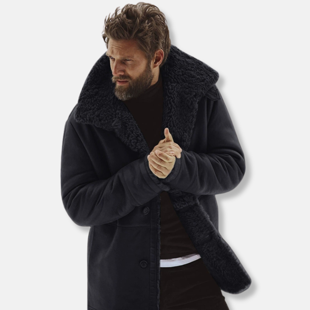 Casual Men's Mid-Length Shearling Coat