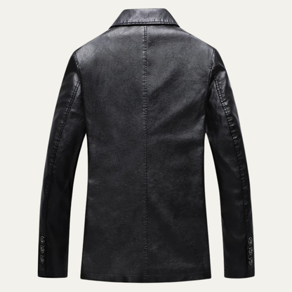 Classic Mens Leather Button Down Coat